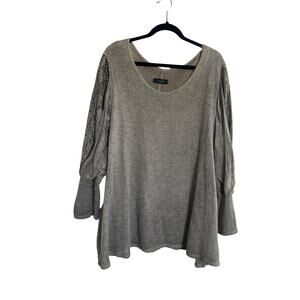 Cherishh Womens Sweater Balloon Sleeve Lace Wool Mohair Italy Lagenlook